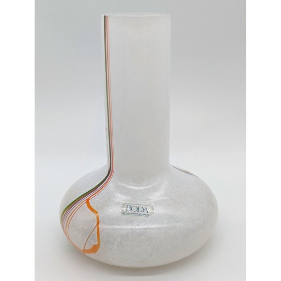 Kosta Boda Signed Bertil Vallien 80s "Rainbow Series" Stripe Glass Vase Flowers - Picture 1 of 15